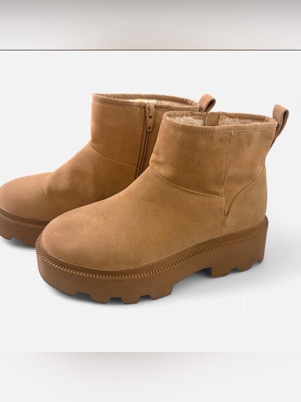 Women's Platform Ankle Boots - Tan
